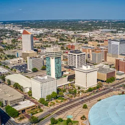 Drone photo of downtown Wichita, Kansas