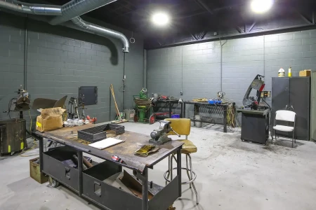 A lab with welding equipment