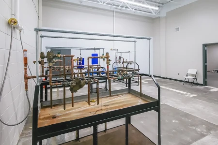 Laboratory with plumbing and pipe equipment